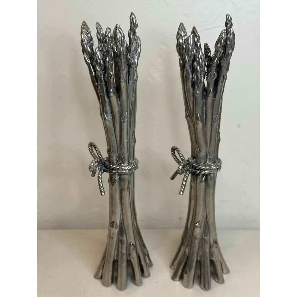 Vagabond‎ House Pewter Asparagus Candlesticks Farmers Market Candle Holder Pair